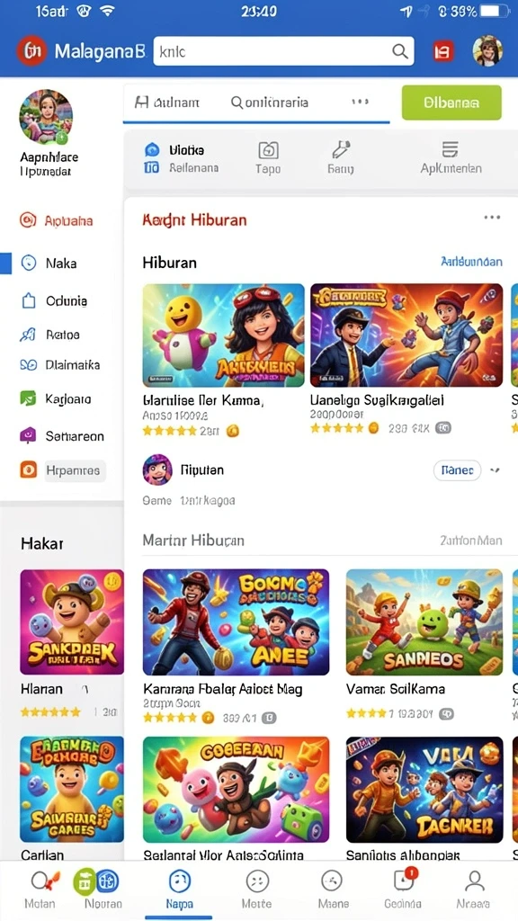 Menunjukkan berbagai pilihan mode permainan yang tersedia.