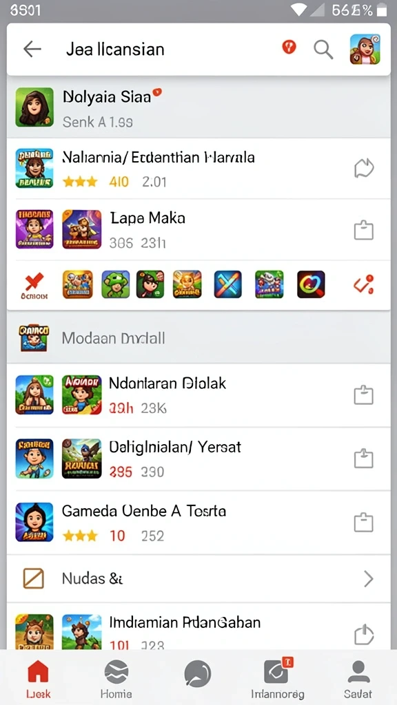 Pengguna dapat melihat pilihan permainan yang beragam.