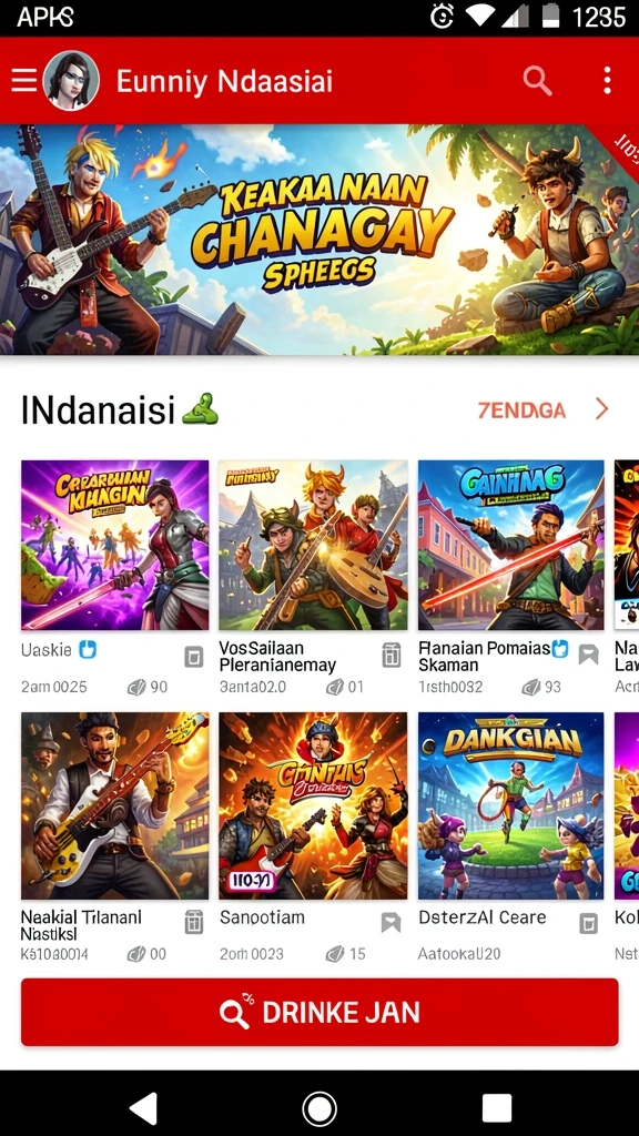 Tampilan awal game DKK dengan antarmuka yang menarik.